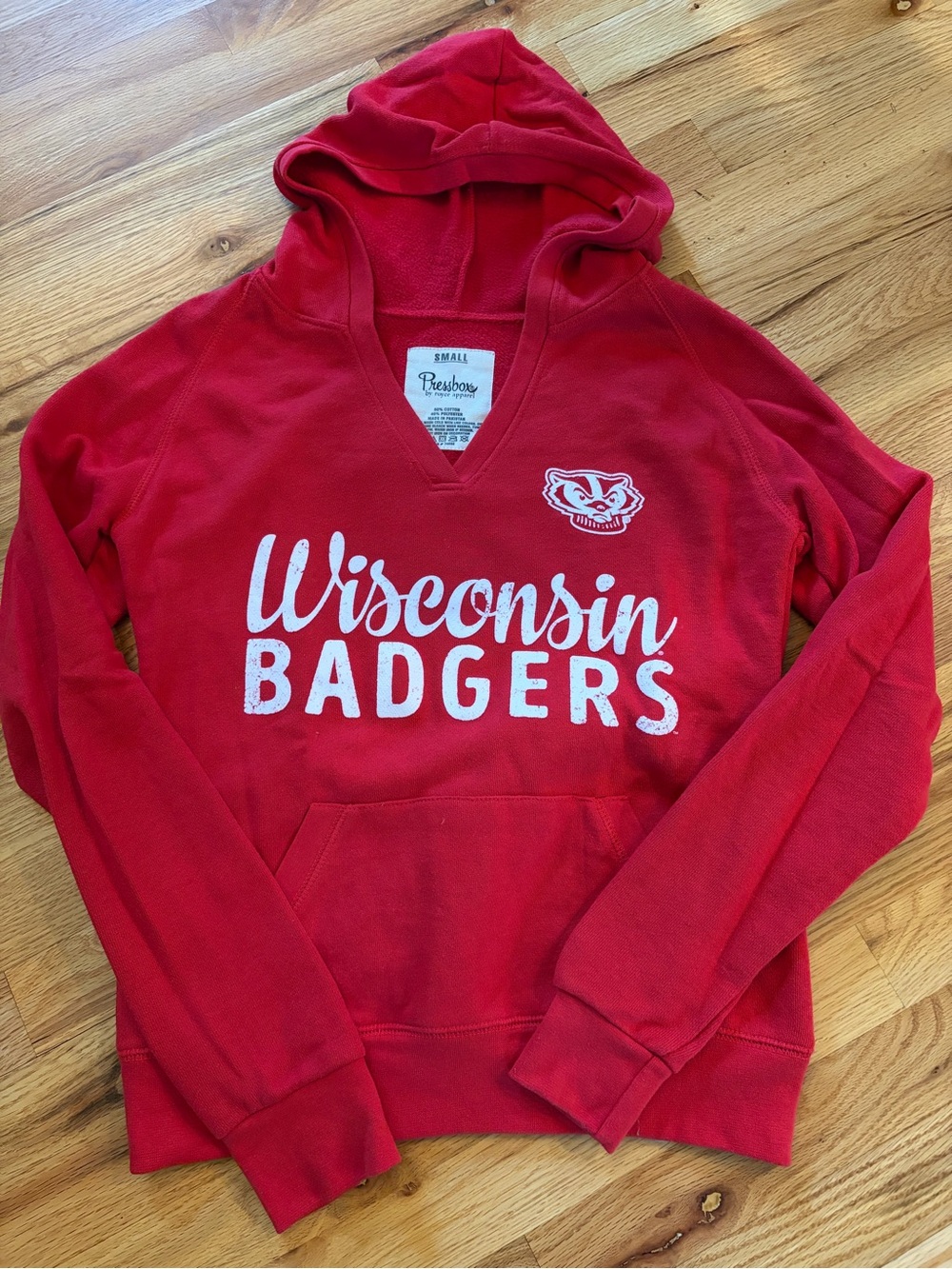 Pressbox Red Wisconsin Badgers V-Neck Hoodie